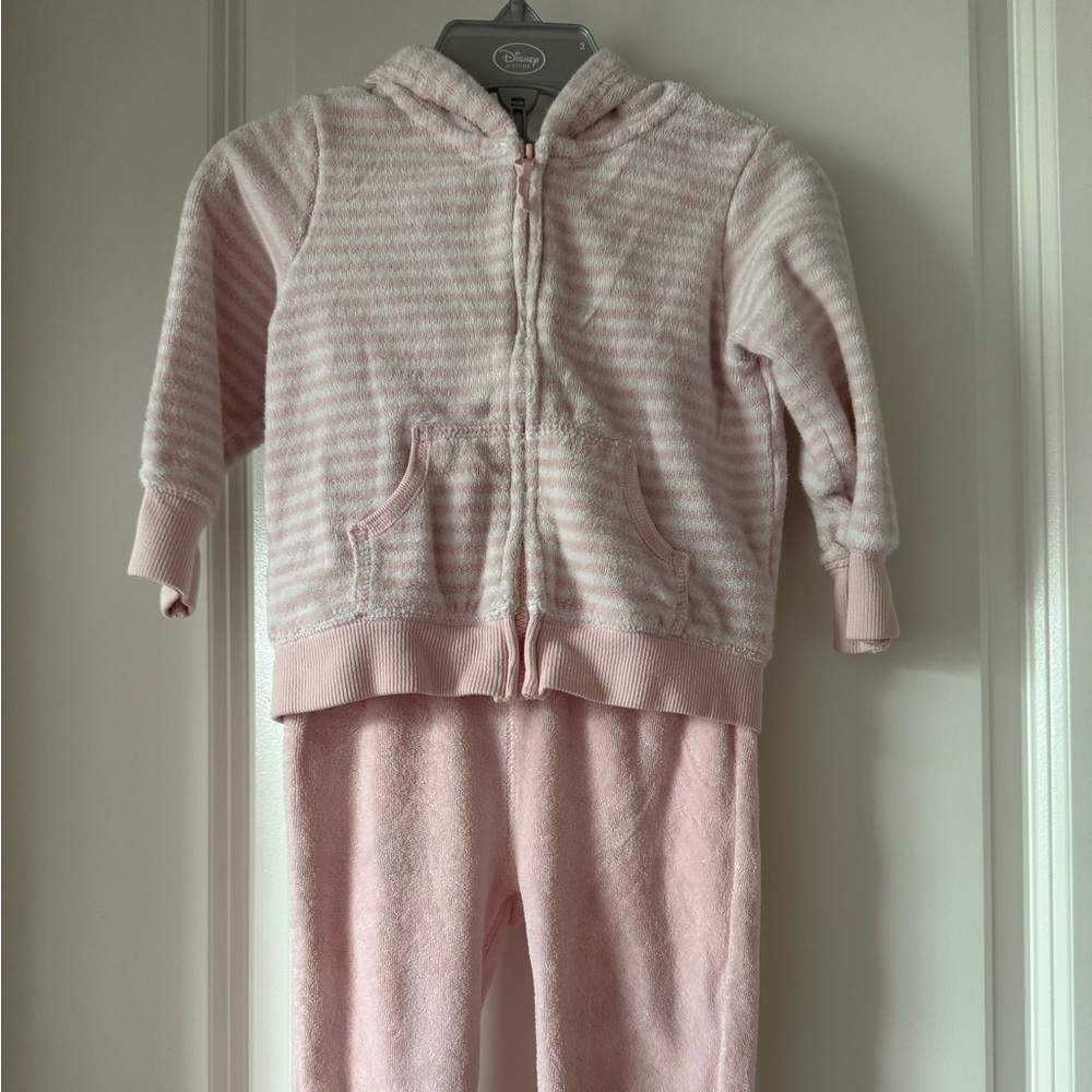 Carter's Soft Pink Striped Baby Outfit for Fall/Winter - Preloved